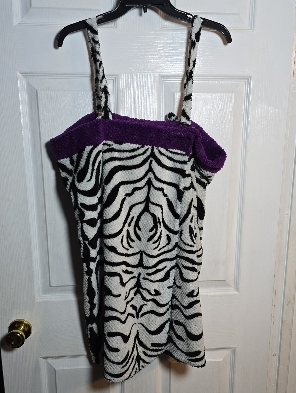 No Boundaries XXL Zebra Print Terry Tube Towl Dress with Purple Trim - Picture 3 of 5